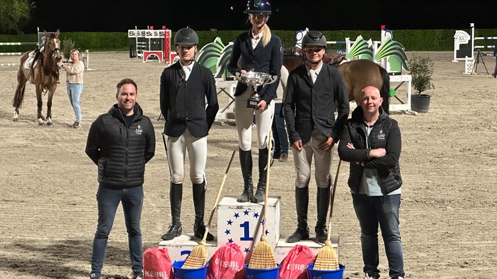 Podium met top drie Grote Prijs