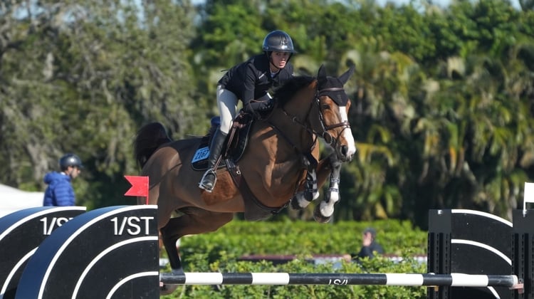 Ici dans une épreuve à 1,40m, Nina Mallevaey et Nikka vd Bisschop ont retrouvé les pistes à Wellington, en Floride. 