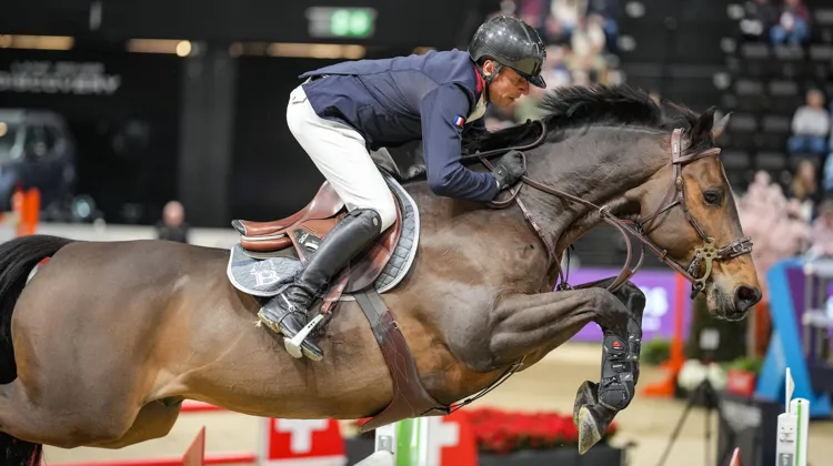 Julien Épaillard et Donatello d’Auge, vainqueurs de la finale de la Coupe du monde FEI à Bâle.