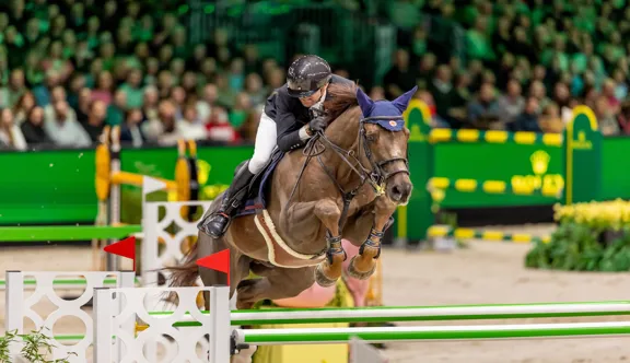 S’il dispose de quatre options pour Aix-la-Chapelle, Simon Delestre privilégie Golden Boy DK, ici au CSI 5* de Bois-le-Duc. 