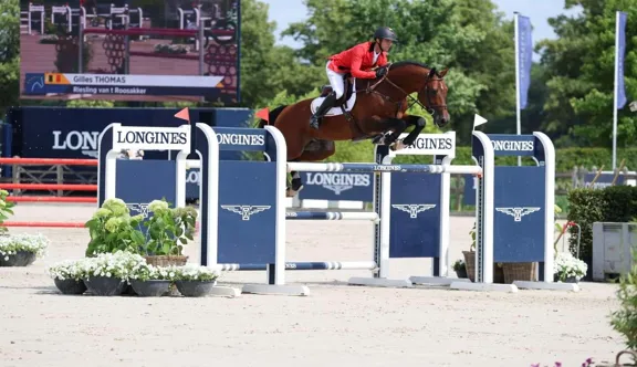 La Belgique a remporté aujourd'hui la Coupe des nations du CSIO 3* de Kronenberg, notamment grâce à Gilles Thomas, ici en photo.