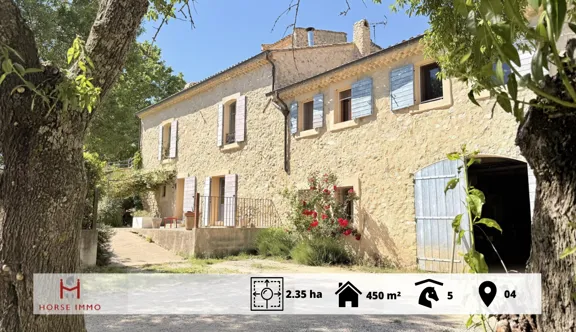 À vendre au cœur du Verdon, une bastide provençale de charme sur 2,5 hectares avec gîtes et installations équestres complètes, entre art de vivre provençal et projet équestre.