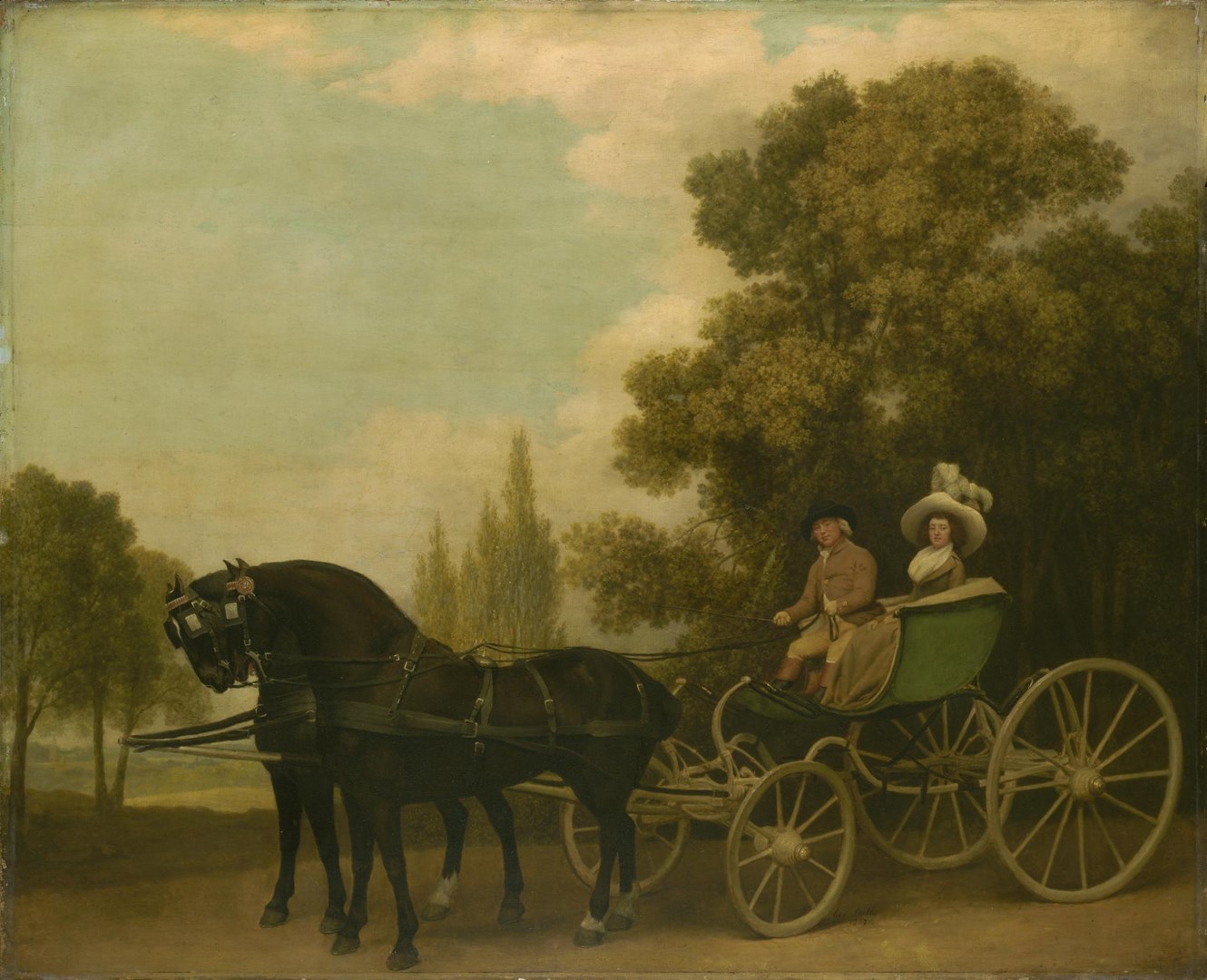 “A Gentleman driving a Lady in a Phaeton“, George Stubbs, 1787.