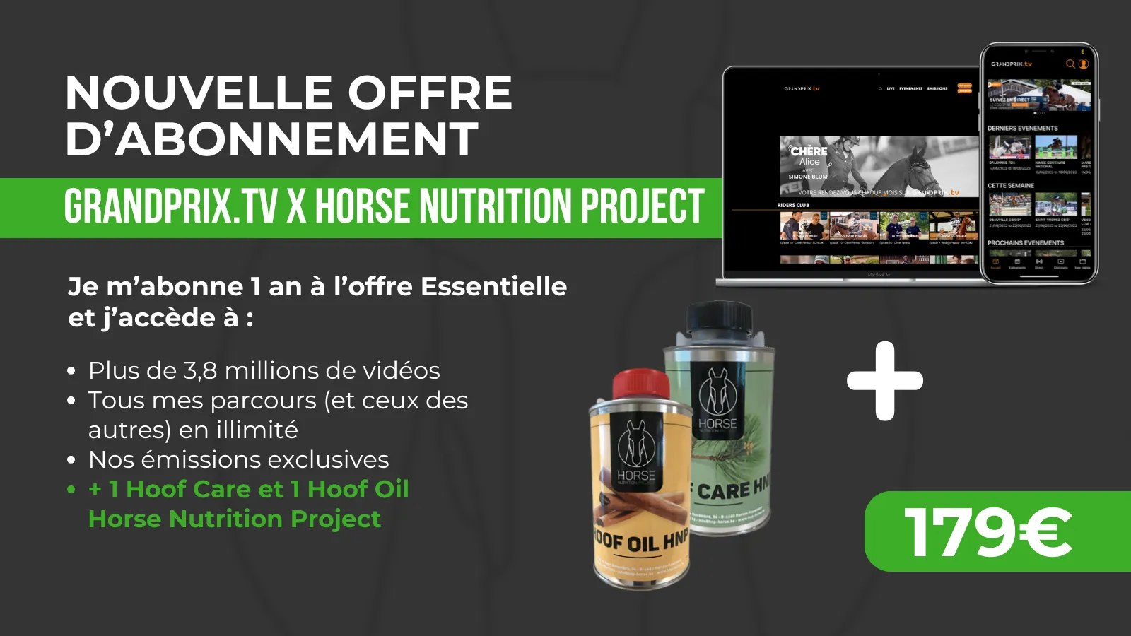 Abonnez-vous à GRANDPRIX.tv et recevez un pack sabots Horse Nutrition Project !