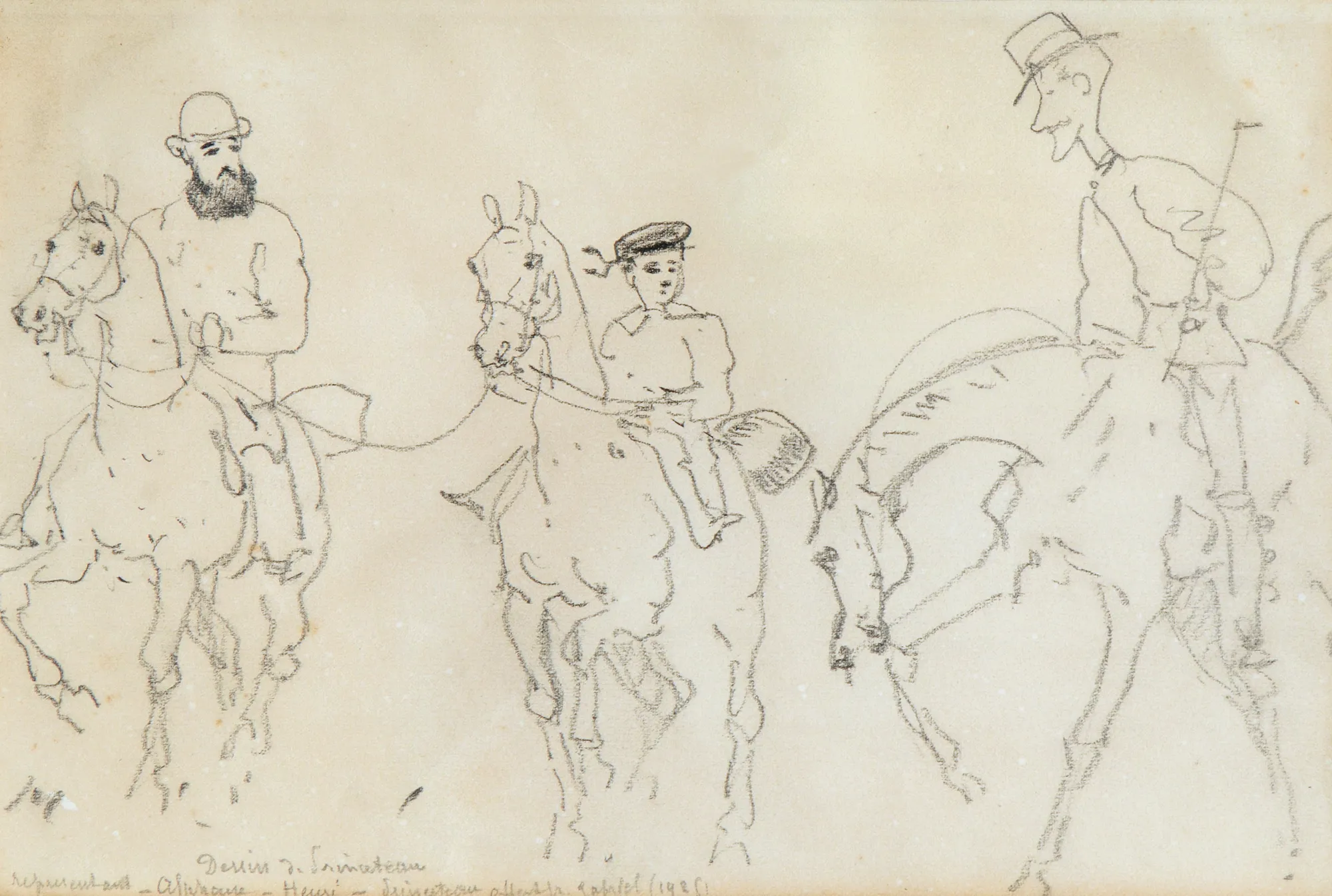 “Trois cavaliers: Henri de Toulouse-Lautrec entre son père, le comte Alphonse, et le peintre René Princeteau”, René Princeteau, musée Toulouse-Lautrec, Albi.