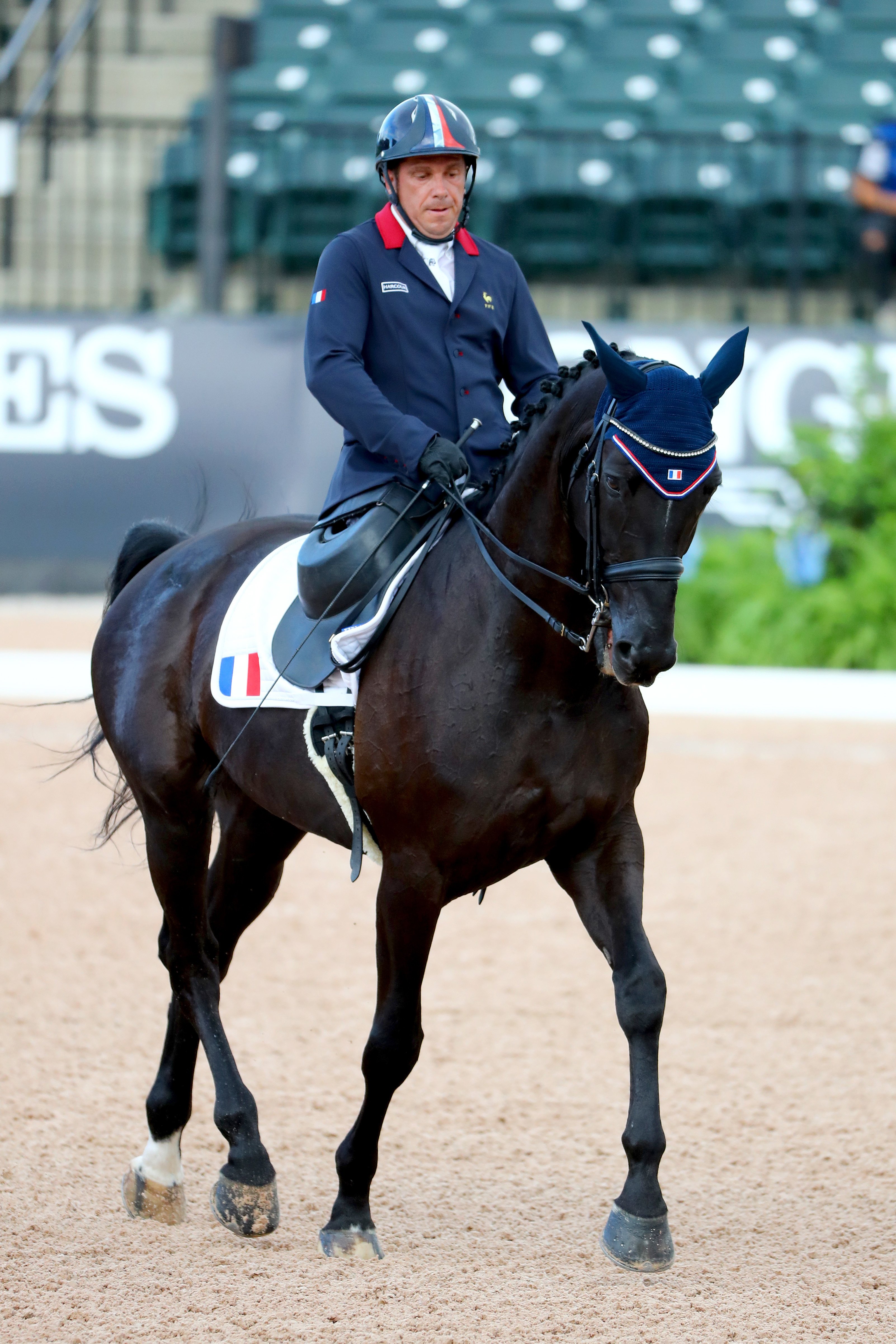 Ici aux Jeux équestres mondiaux de Tryon, Vladimir Vinchon est l'un des seuls de l'équipe de France à pouvoir encore monter à cheval.
