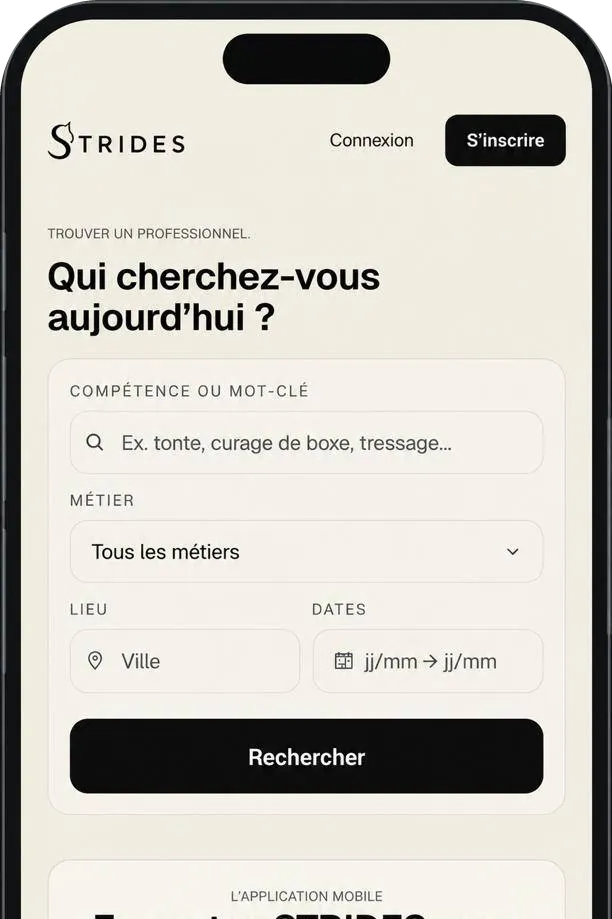 STRIDES est le « Doctolib du cheval » : une plateforme qui met en relation professionnels équestres et prestataires, avec paiement sécurisé.