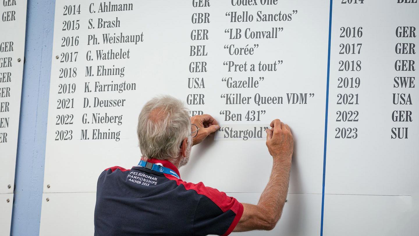 À peine le concours terminé, les noms de Marcus Ehning et Stargold figuraient déjà sur le tableau des vainqueurs du Grand Prix. 