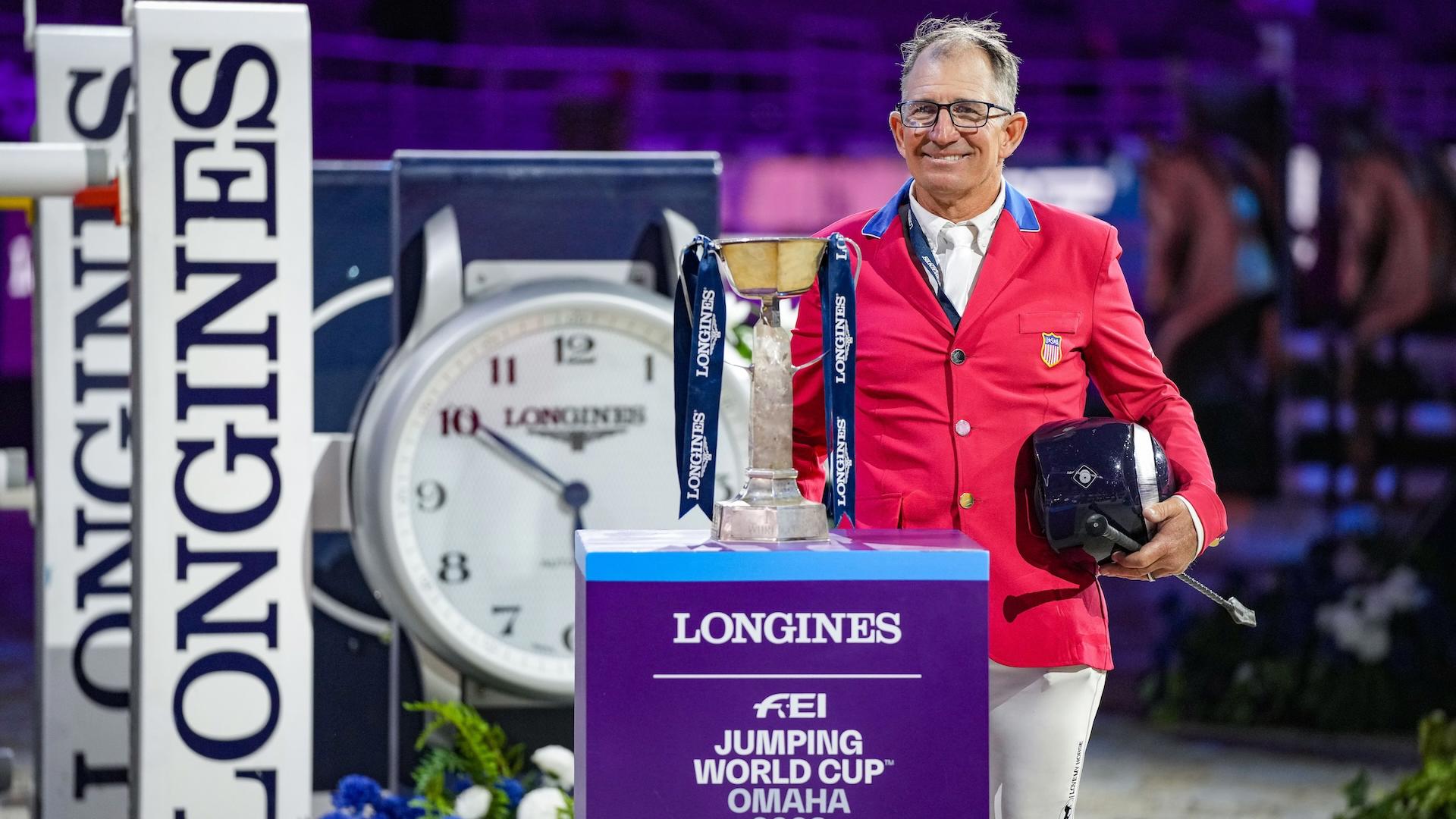 Aaron Vale lors de la finale de la Coupe du monde Longines de 2023, à Omaha. 