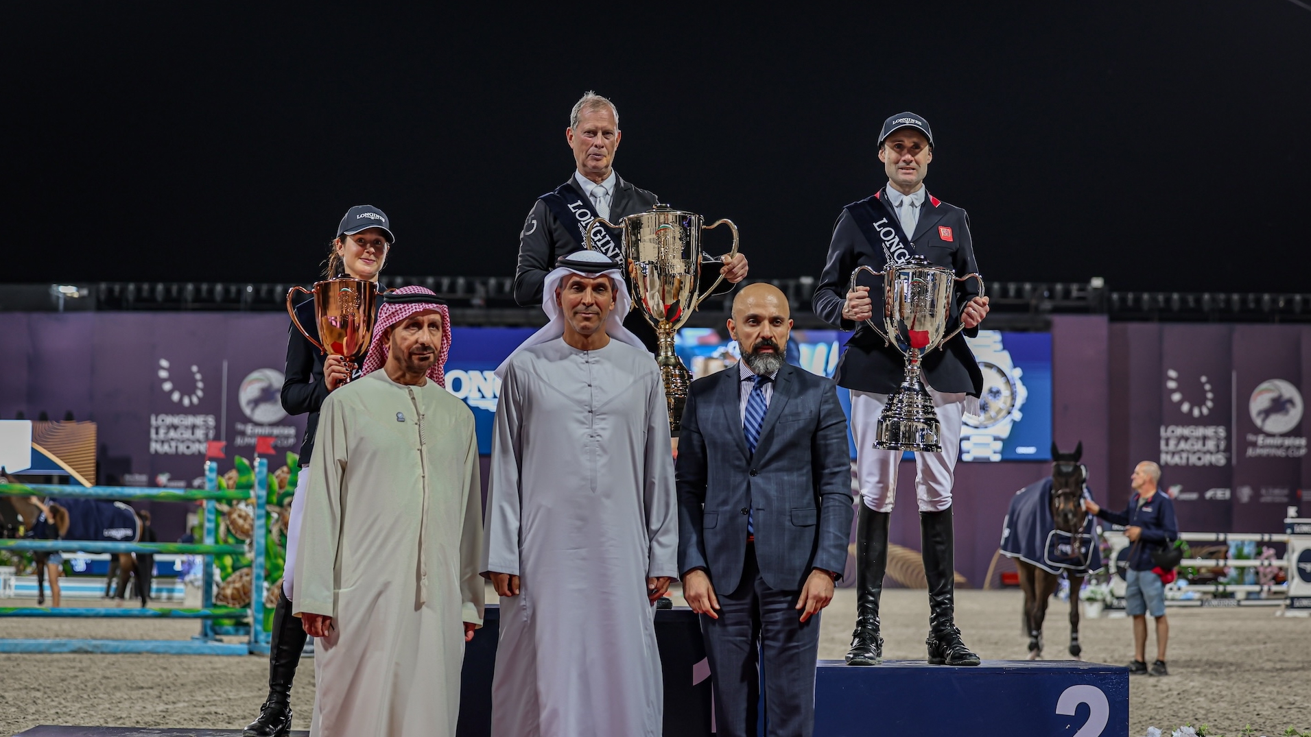 Le podium du CSIO 5* d’Abou Dabi. 