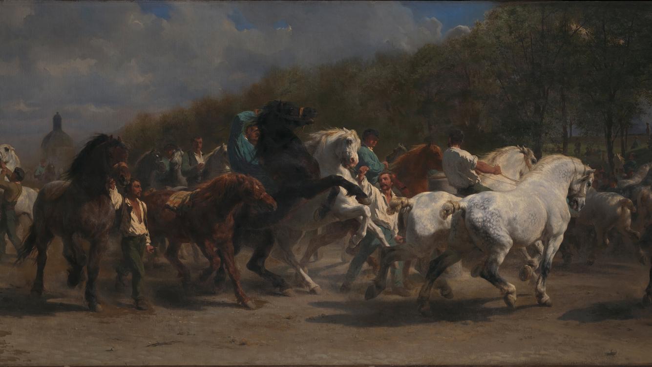“Le Marché des chevaux”, huile sur toile 1855