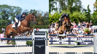 De la première à la dernière édition : Alexandra Paillot et Polias de Blondel, premiers vainqueurs du Grand Prix en 2017 (à gauche), Rik Hemeryck et Inouï du Seigneur, tenants du titre depuis 2025 (à droite).
