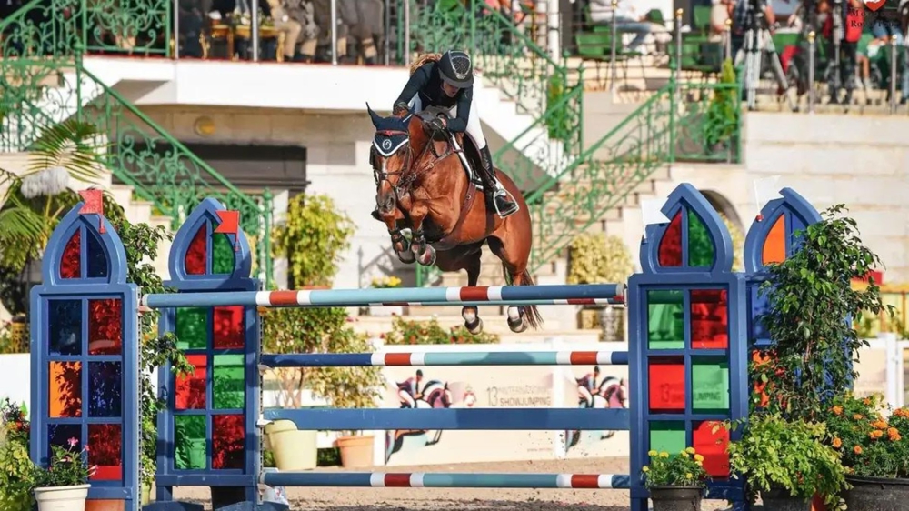 Inès Joly et Pegasus Bandit Savoie pendant le Grand Prix du CSI 4*-W de Tétouan.