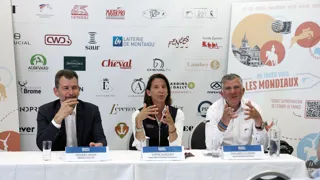 Frédéric Bouix, président de la Fédération française d’équitation, Sophie Dubourg, directrice technique nationale, et Edouard Coupérie, sélectionneur national de saut d’obstacles.