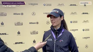Autrice d'une superbe entrée en matière hier dans les championnats du monde d’Aix-la-Chapelle avec la géniale Dynastie de Beaufour, Nina Mallevaey a confirmé aujourd'hui en signant un deuxième sans-faute dans la première manche de la finale par équipes. La Tricolore confié ses impressions à l'issue de son parcours. 

Cette Sortie de piste est présentée par Equine America, nutrition équine premium. 