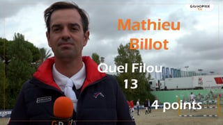 Voici la réaction de Mathieu Billot à l'issue du deuxième parcours de la finale des Coupes des nations Longines de Barcelone, qu'il a conclu avec une faute sur Quel Filou 13.