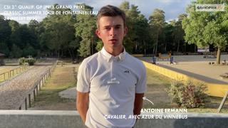 GRANDPRIX.tv a rencontré le jeune Français Antoine Ermann au Fontainebleau Classic Summer Tour, qui a parlé de ses différentes montures et de son programme. 